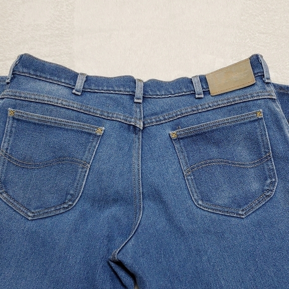 VINTAGE 70s Lee High Waisted Ankle Cropped Stretchy Straight Leg Denim Jeans - Picture 9 of 13